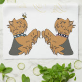 Linge De Cuisine Yorkies et abeilles (Plié)