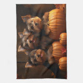 Linge De Cuisine Yorkshire Terrier Chiot Automne Citrouille délice (Vertical)