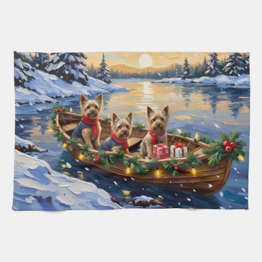 Linge De Cuisine Yorkshire Terrier Christmas Boat Holiday (Horizontal)