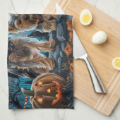 Linge De Cuisine Yorkshire Terrier Halloween Éffrayant (Quart Plié)