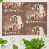 Linge De Cuisine Young Native American Posing on Wood Wall (Plié)