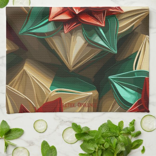 Linge De Cuisine Yuletide Opulence : Threads dorés de Noël (Plié)