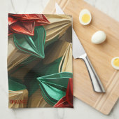 Linge De Cuisine Yuletide Opulence : Threads dorés de Noël (Quart Plié)