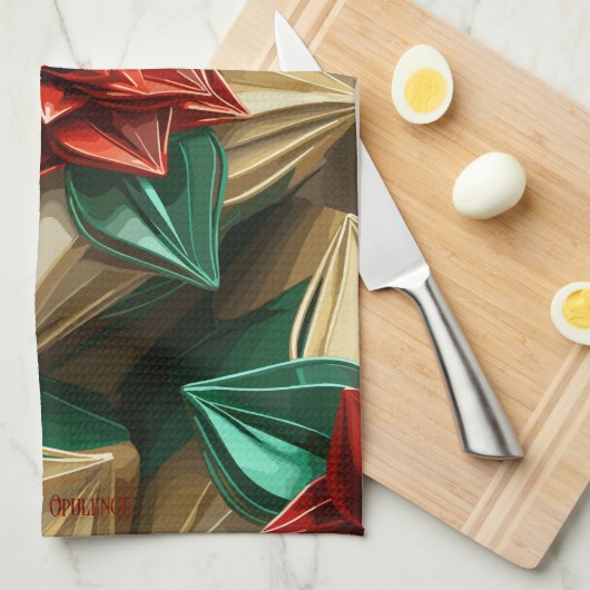 Linge De Cuisine Yuletide Opulence : Threads dorés de Noël (Quart Plié)