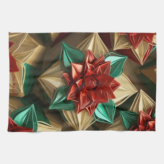 Linge De Cuisine Yuletide Opulence : Threads dorés de Noël (Horizontal)