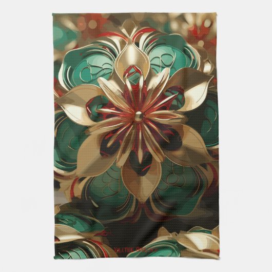 Linge De Cuisine Yuletide Opulence : Threads dorés de Noël (Vertical)