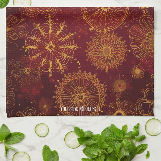 Linge De Cuisine Yuletide Opulence : Threads dorés de Noël (Plié)