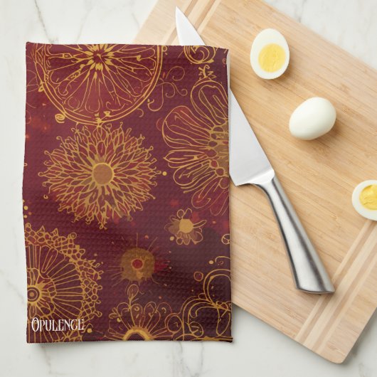 Linge De Cuisine Yuletide Opulence : Threads dorés de Noël (Quart Plié)