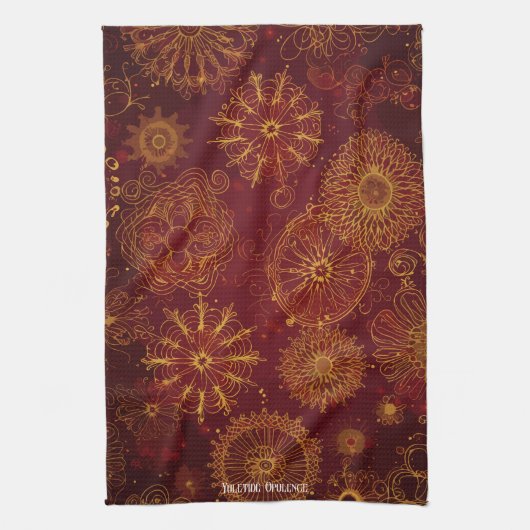 Linge De Cuisine Yuletide Opulence : Threads dorés de Noël (Vertical)