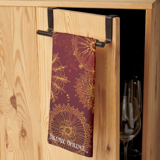 Linge De Cuisine Yuletide Opulence : Threads dorés de Noël (Pliage en tiers)