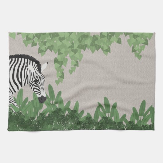 Linge De Cuisine Zebra amongst Leaves (Horizontal)