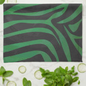Linge De Cuisine Zebra Black et Green Print (Plié)