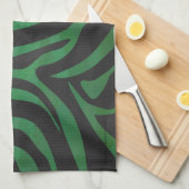 Linge De Cuisine Zebra Black et Green Print (Quart Plié)