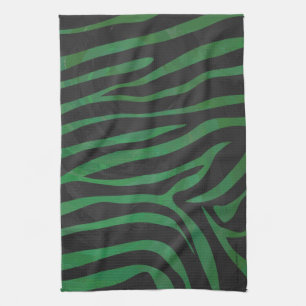 Linge De Cuisine Zebra Black et Green Print