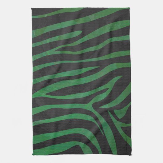 Linge De Cuisine Zebra Black et Green Print (Vertical)