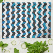 Linge De Cuisine Zebra Chevron noir et bleu (Plié)