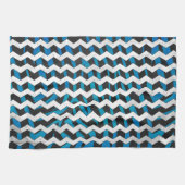 Linge De Cuisine Zebra Chevron noir et bleu (Horizontal)
