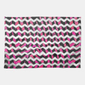 Linge De Cuisine Zebra Chevron noir et rose chaud (Horizontal)