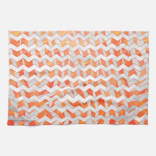 Linge De Cuisine Zebra Chevron orange et blanc (Horizontal)