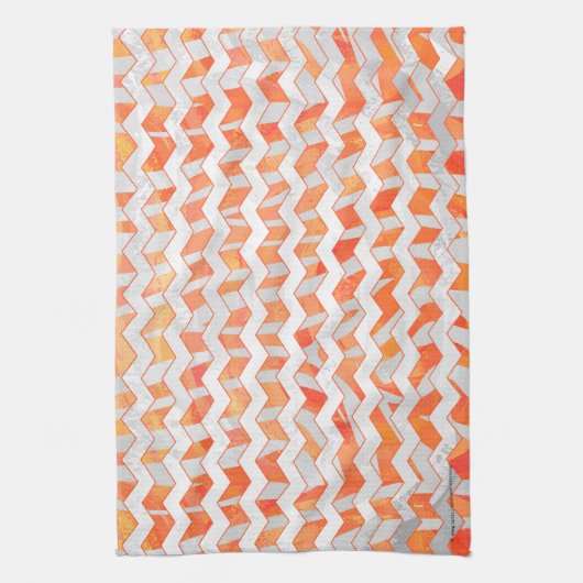 Linge De Cuisine Zebra Chevron orange et blanc (Vertical)