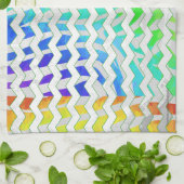 Linge De Cuisine Zebra Chevron Rainbow et White Print (Plié)