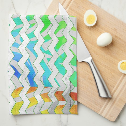 Linge De Cuisine Zebra Chevron Rainbow et White Print (Quart Plié)