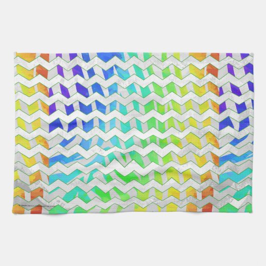 Linge De Cuisine Zebra Chevron Rainbow et White Print (Horizontal)