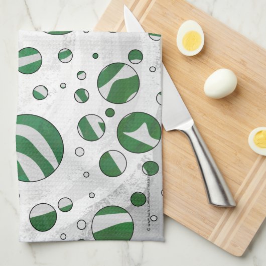 Linge De Cuisine Zebra Green et White Polka Dot (Quart Plié)
