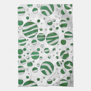 Linge De Cuisine Zebra Green et White Polka Dot