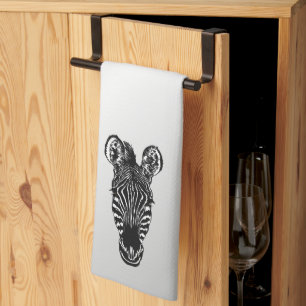 Linge De Cuisine Zebra Head sur Silver