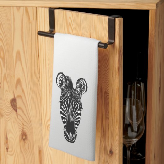 Linge De Cuisine Zebra Head sur Silver (Pliage en tiers)