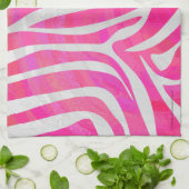 Linge De Cuisine Zebra Hot Pink et White Print (Plié)