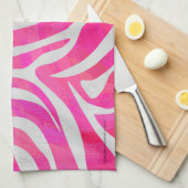 Linge De Cuisine Zebra Hot Pink et White Print (Quart Plié)