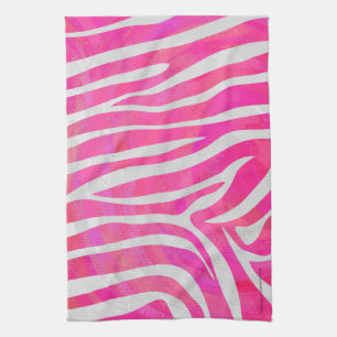 Linge De Cuisine Zebra Hot Pink et White Print