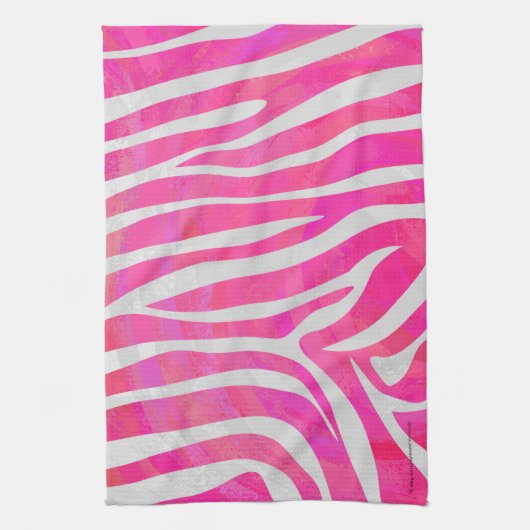 Linge De Cuisine Zebra Hot Pink et White Print (Vertical)