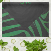 Linge De Cuisine Zebra Monogramme noir et vert (Plié)