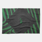 Linge De Cuisine Zebra Monogramme noir et vert (Horizontal)