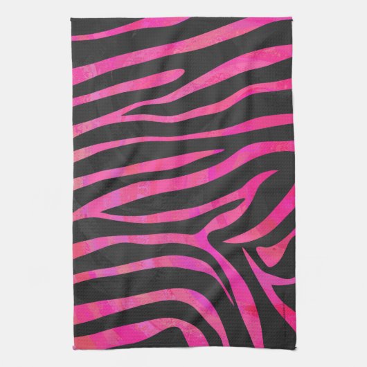 Linge De Cuisine Zebra noir et rose chaud (Vertical)