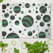 Linge De Cuisine Zebra noir et vert Polka point (Plié)
