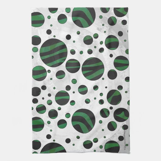 Linge De Cuisine Zebra noir et vert Polka point (Vertical)