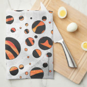 Linge De Cuisine Zebra Pois noirs et orange (Quart Plié)