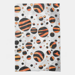 Linge De Cuisine Zebra Pois noirs et orange