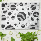 Linge De Cuisine Zebra Polka point noir et gris clair (Plié)