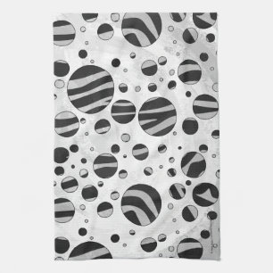 Linge De Cuisine Zebra Polka point noir et gris clair