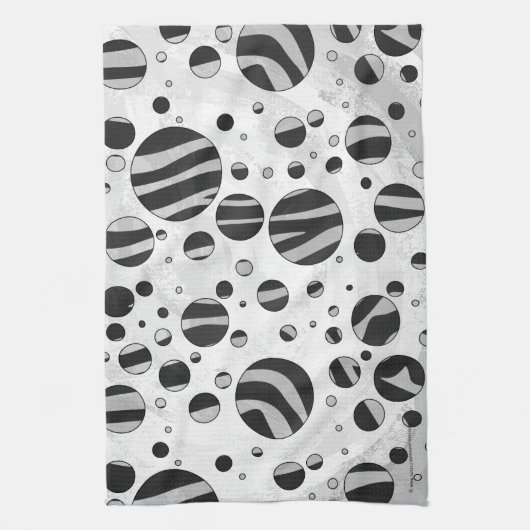 Linge De Cuisine Zebra Polka point noir et gris clair (Vertical)