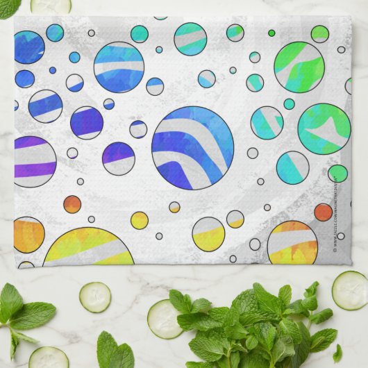 Linge De Cuisine Zebra Rainbow et White Print (Plié)