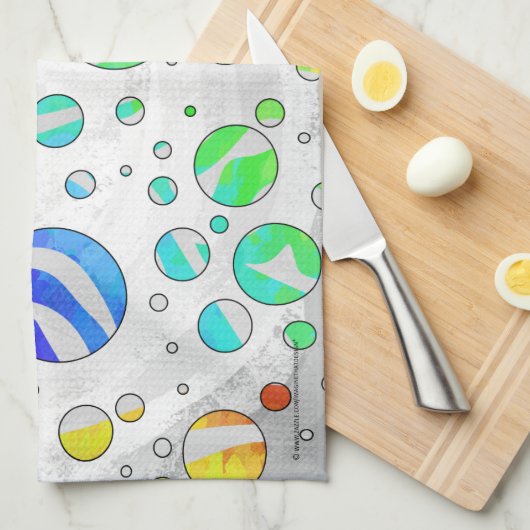 Linge De Cuisine Zebra Rainbow et White Print (Quart Plié)