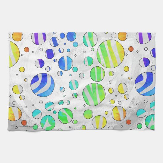 Linge De Cuisine Zebra Rainbow et White Print (Horizontal)