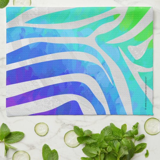 Linge De Cuisine Zebra Rainbow et White Print (Plié)