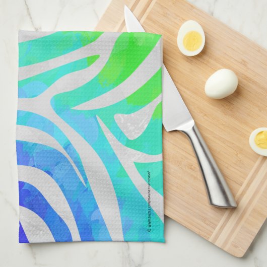 Linge De Cuisine Zebra Rainbow et White Print (Quart Plié)